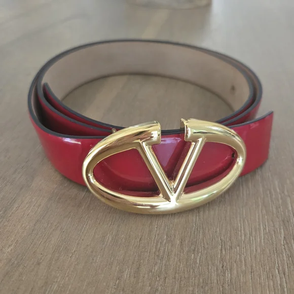NWT VALENTINO RED LEATHER BELT Valentino by Mario Valentino Red Leather Logo Buckle Belt S/M main image 4